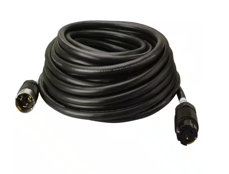 100 ft. 6/3 and 8/1 SEOW 50-Amp (California Standard) Power Distribution Heavy-Duty Twist-Lock Generator Extension Cord