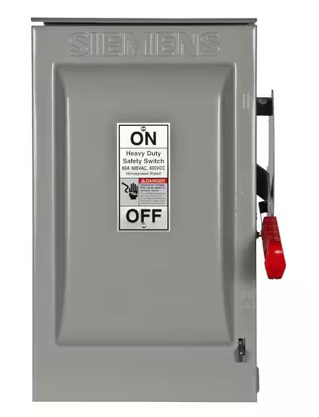 Heavy Duty 60 Amp 600-Volt 2-Pole Outdoor Fusible Safety Switch - 9516939