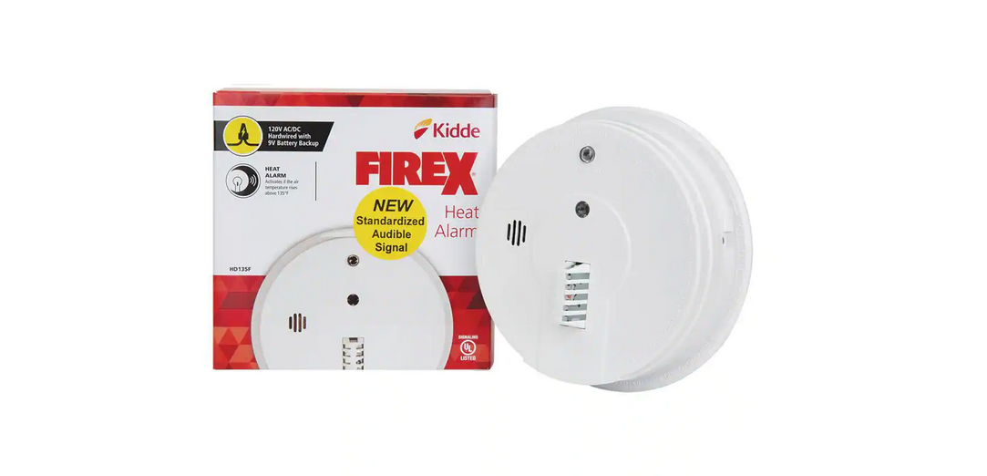 Firex Hardwired Inter-Connectable 120-Volt Auxiliary Heat Detector 135 Degree with Battery Backup - 9146421