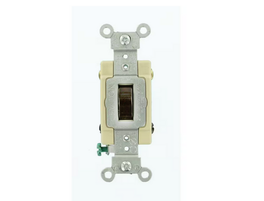 20 Amp Commercial Grade 4-Way Back Wired Toggle Switch, Brown