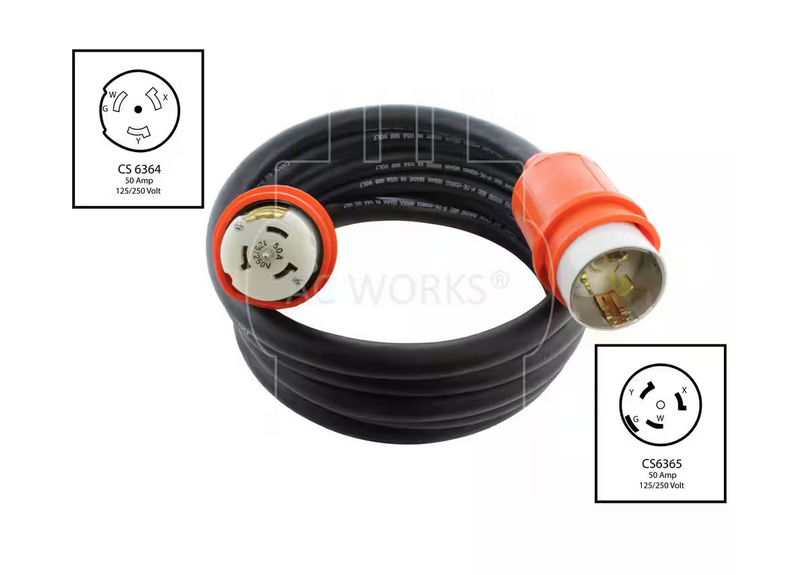 100 ft. SOOW 6/4 CS6365/CS6364 Temp Power 50 Amp Generator Extension Cord - 91008343726