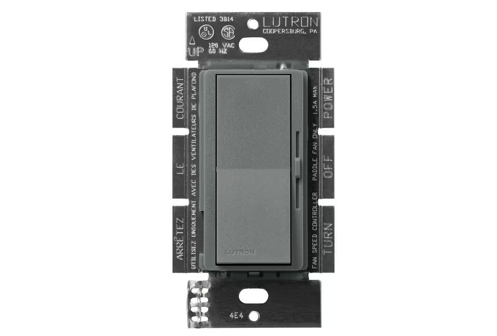 Diva 3-Speed Fan Control, Single-Pole/3-Way, 1.5 Amp, Slate (DVSCFSQ-F-SL) - 91009501012