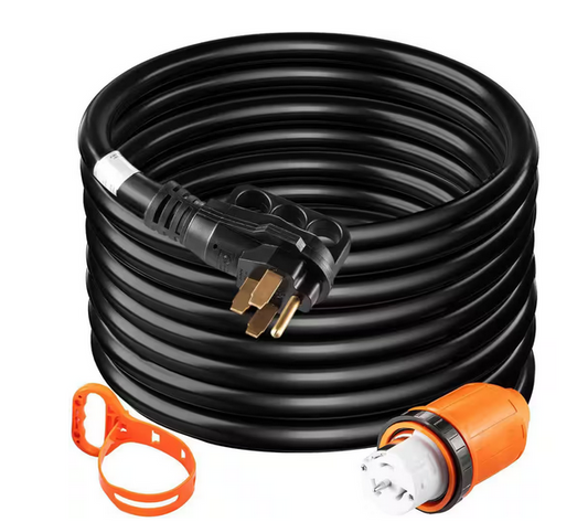 50 ft. 50 Amp 250-Volt 12,000-Watt Black Cable Generator Power Cord ETL Listed Extension Cord - 91008035519