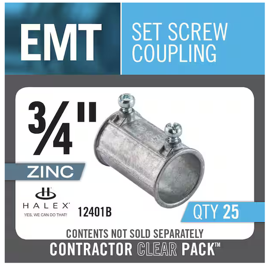 3/4 in. Electrical Metallic Tube (EMT) Set-Screw Coupling (25-Pack) - 9933020