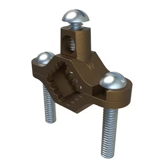 Permaground Brass Ground Clamp, Conductor Range 2-10, Pipe Sizes 1/2 in. to 1 in. (4-Pack) - 91006426742