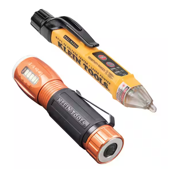 2-Piece Non-Contact Voltage Tester with Laser Pointer and Flashlight with Work Light Tool Set