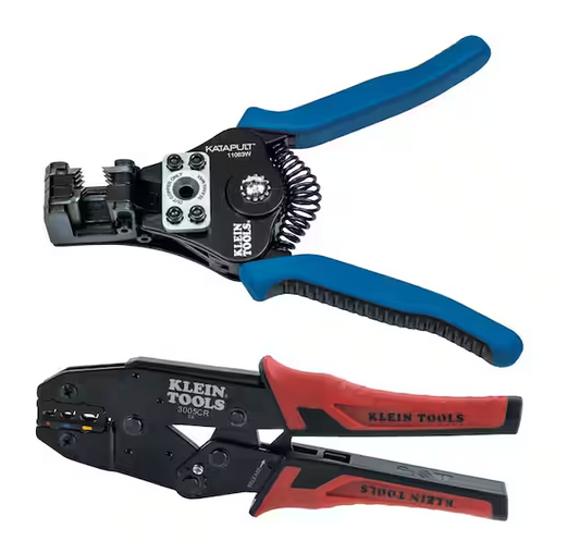 Katapult Wire Stripper and Cutter for 8-20 AWG Solid and 10-22 AWG Stranded Wire and Ratcheting Crimper Tool Set