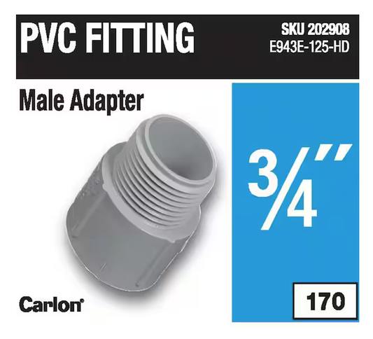 3/4 in. PVC Male Adapter - 9202908