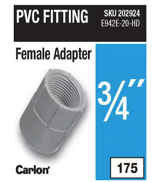 3/4 in. PVC Female Adapter - 9202924