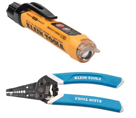 Klein-Kurve 8-20 AWG Wire Stripper/Cutter and Dual Range Non-Contact Voltage Tester Tool Set - 91007039542