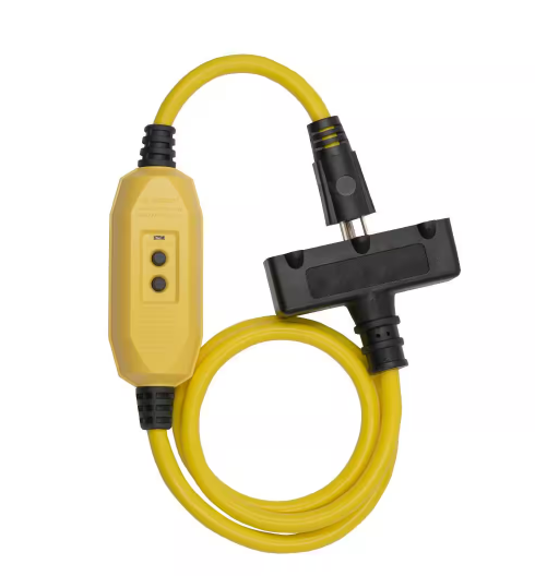 2 ft. 15 Amp In-Line Self-Test Manual Reset Portable GFCI Plug with 3-Outlet Cord, Yellow - 91007823431