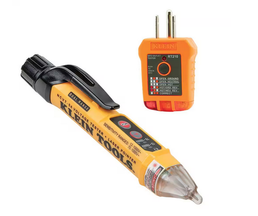 2-Piece Non-Contact Voltage Tester with Laser Pointer and GFCI Outlet Tester Tool Set - 91004209370