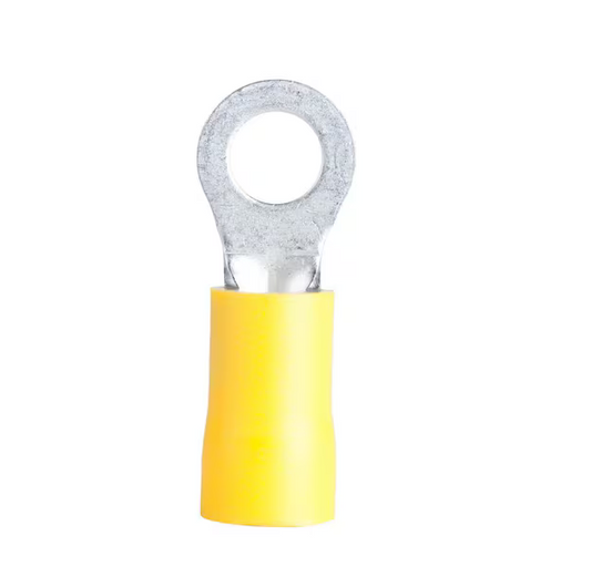 4 AWG Stud 1/2 Ring Terminal, Yellow (Case of 10)