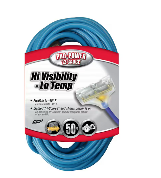 50 ft. 12/3 SJTW Cold Weather Outdoor Light-Duty Extension Cord - 91004350848