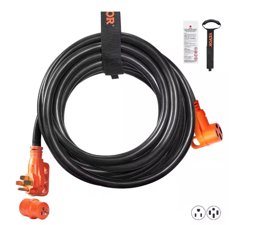 RV Extension Cord 30 ft. 6/3 50 Amp 250-Volt RV Marine Extension Cord with Indicator Light NEMA 14-50 for RVs - 91011140693