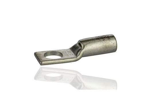 2 AWG Short Barrel Copper Compression Lug with Peep Hole- 3/8 Bolt Size, Brown - 91001842017