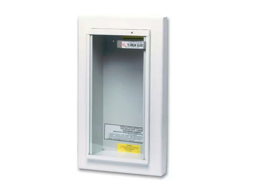 18.25 in. H x 9 in. W x 6 in. D 5 lb. Heavy-Duty Steel Semi-Recessed Fire Extinguisher Cabinet in White - 91000500483