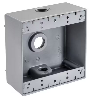 3/4 in. Weatherproof 3-Hole Double Gang Electrical Box - 91009346229