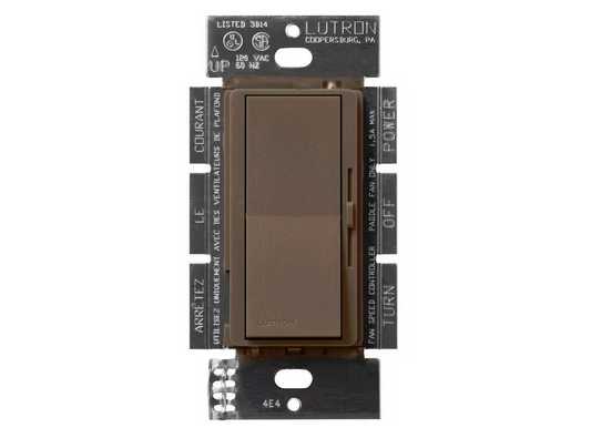 Diva 3-Speed Fan Control, Single-Pole/3-Way, 1.5 Amp, Espresso (DVSCFSQ-F-EP) - 91009502965