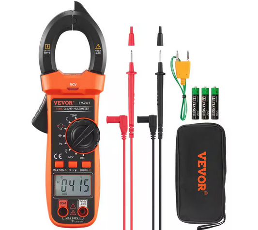 600 Amp Digital Clamp Meter DC/AC Multimeter True RMS Auto Ranging 4000-Max Reading NCV Measurement LED Backlight - 91010055346