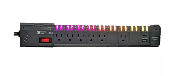 6 ft. 6-Outlet RGB Gaming Surge Protector with 1 USB-A and 1 USB-C - 91007201394