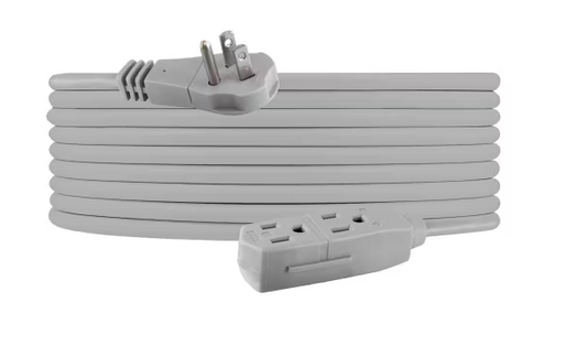 25 ft. 16/3 3-Outlet Office Extension Cord with Low-Profile Flat Plug, Gray - 91002968579