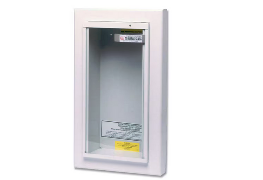 24 in. H x 9 in. W x 6 in. D 10 lb. Heavy-Duty Steel Semi-Recessed Fire Extinguisher Cabinet in White - 91000500497