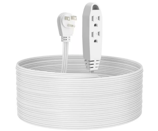 25 ft. 16/3 High Quality Indoor/Outdoor Extension Cord with Triple Wire Grounded Multi Outlet, White - 91011701854