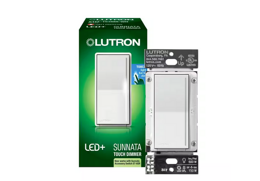Sunnata Touch Dimmer Switch, for LED and Incandescent Bulbs, 150-Watt LED/3 Way or Multi Location, White (STCL-153MR-WH) - 91006809130