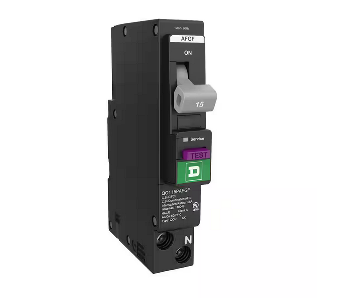 QO 15 Amp 120-Volt Single-Pole Plug-On Neutral Dual Function (CAFCI and GFCI) Circuit Breaker - 91009823198