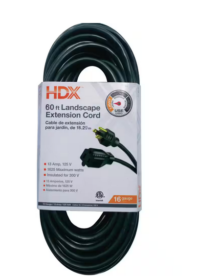 60 ft. 16/3 Extension Cord, Green - 91003088455