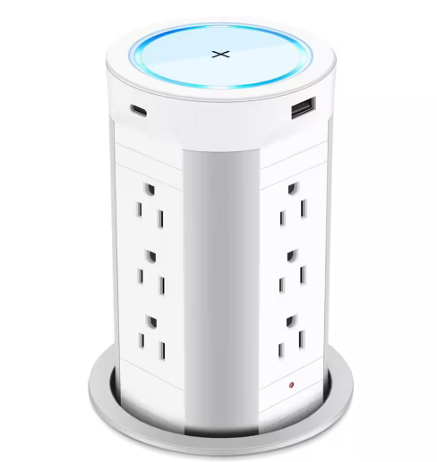 Pop-up Outlet for Countertop 17-Outlets Outlet Charging Station, 12-Outlets and 4 USB Ports and 15-Watt Wireless Charger - 91011526530