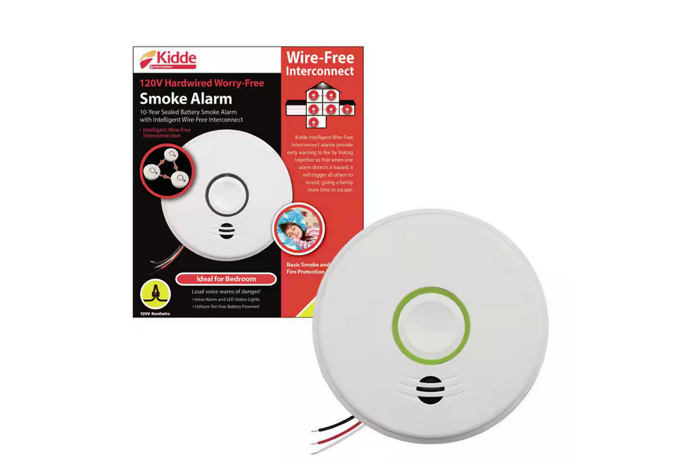 10 Year Worry-Free Hardwired Smoke Detector with Intelligent Wire-Free Voice Interconnect - 91003331522