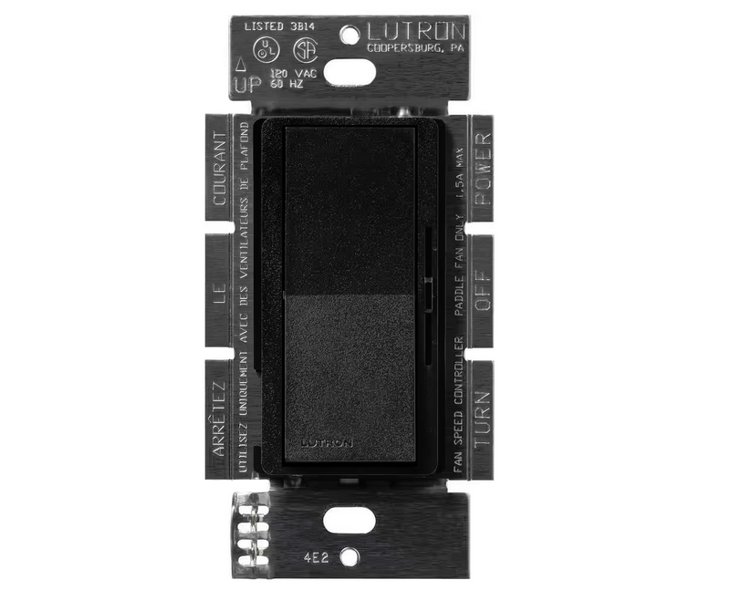 Diva 3-Speed Fan Control, Single-Pole/3-Way, 1.5 Amp, Midnight (DVSCFSQ-F-MN)