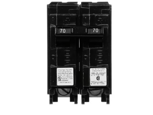 70 Amp 2-Pole QPH 22 kA Circuit Breaker