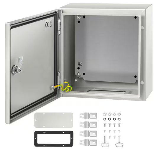 Electrical Enclosure 12 in. x 12 in. x 6 in. IP66 Waterproof NEMA 4X Cabon Steel Junction Box with Mounting Plate, Gray - 91007824612