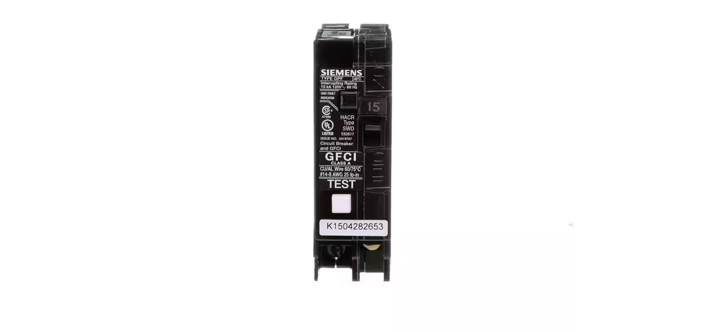 15 Amp Single Pole Type QPF2 GFCI Circuit Breaker - 9992617