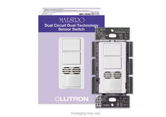 Maestro Dual-Circuit Dual-Tech Motion Sensor Switch, 6-Amp/Single-Pole, White (MS-A202-WH) - 91001083659