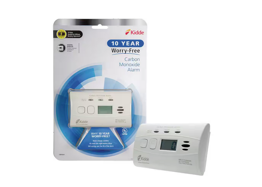 10 Year Worry-Free Sealed-In Lithium Battery Carbon Monoxide Detector with Digital Display - 9151533