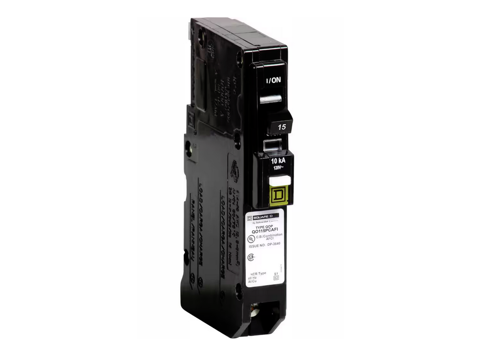 QO 15 Amp Single-Pole Plug-On Neutral Combination Arc Fault Circuit Breaker - 91000040157