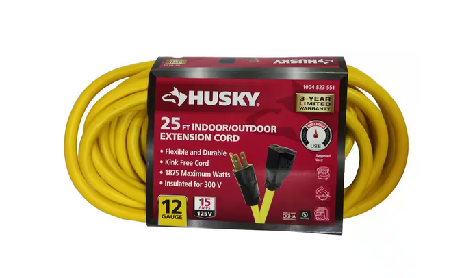 25 ft. 12/3 Extension Cord, Yellow - 91004823551