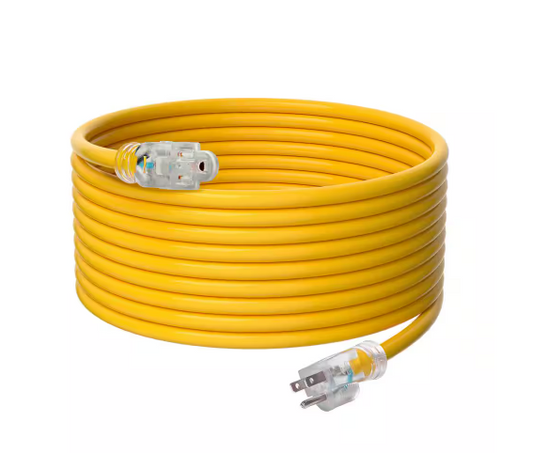 25 ft. 12/3 Heavy-Duty Outdoor Generator Cord 5-15Amp Generator Extension Cord with Twist Lock Connectors Lighted End - 91011610974