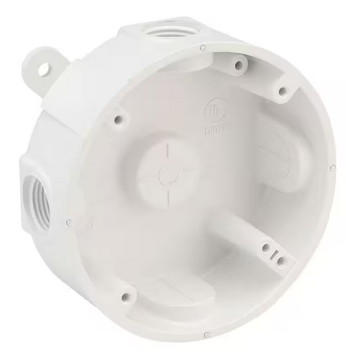 4 in. Round Non-Metallic Weatherproof Box with (5) 1/2 in. Holes, White - 9643627