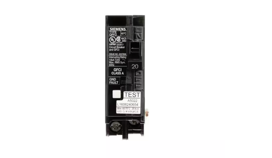 20 Amp 1-Pole Type QPF2 GFCI Circuit Breaker - 9992620