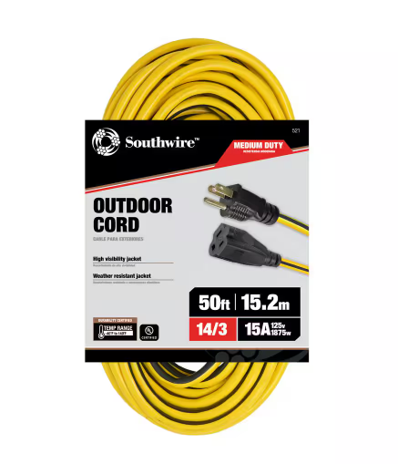 50 ft. 14/3 SJTW Multi-Color Outdoor Medium-Duty Extension Cord - 91002932034