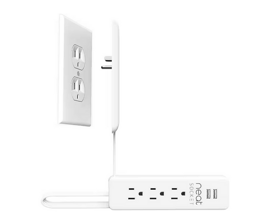 3 ft. Ultra Thin Flat Plug Extension Cord with 3-Outlets, 2 USB Universal Size Flat Plug Power Strip, Child and Pet Safe - 91011117855