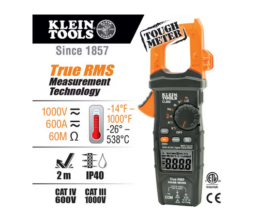 Digital Clamp Meter 600 Amp AC/DC True RMS Auto-Ranging with GFCI Receptable Tester Tool Set