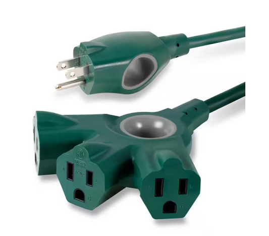 25ft 3-Outlet 16 Gauge/1 Conductor Indoor/Outdoor Grounded Extension Cord, Green - 91011138668