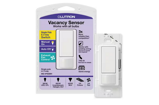 Maestro Vacancy-Only Sensor Switch, 5-Amp, Single-Pole/Multi-Location, White (MS-VPS5MH-WH) - 9159131