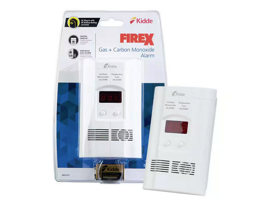 Firex Plug-in Carbon Monoxide, Propane, Natural and Explosive Gas Detector, 9-Volt Battery Backup & Digital Display - 9791898